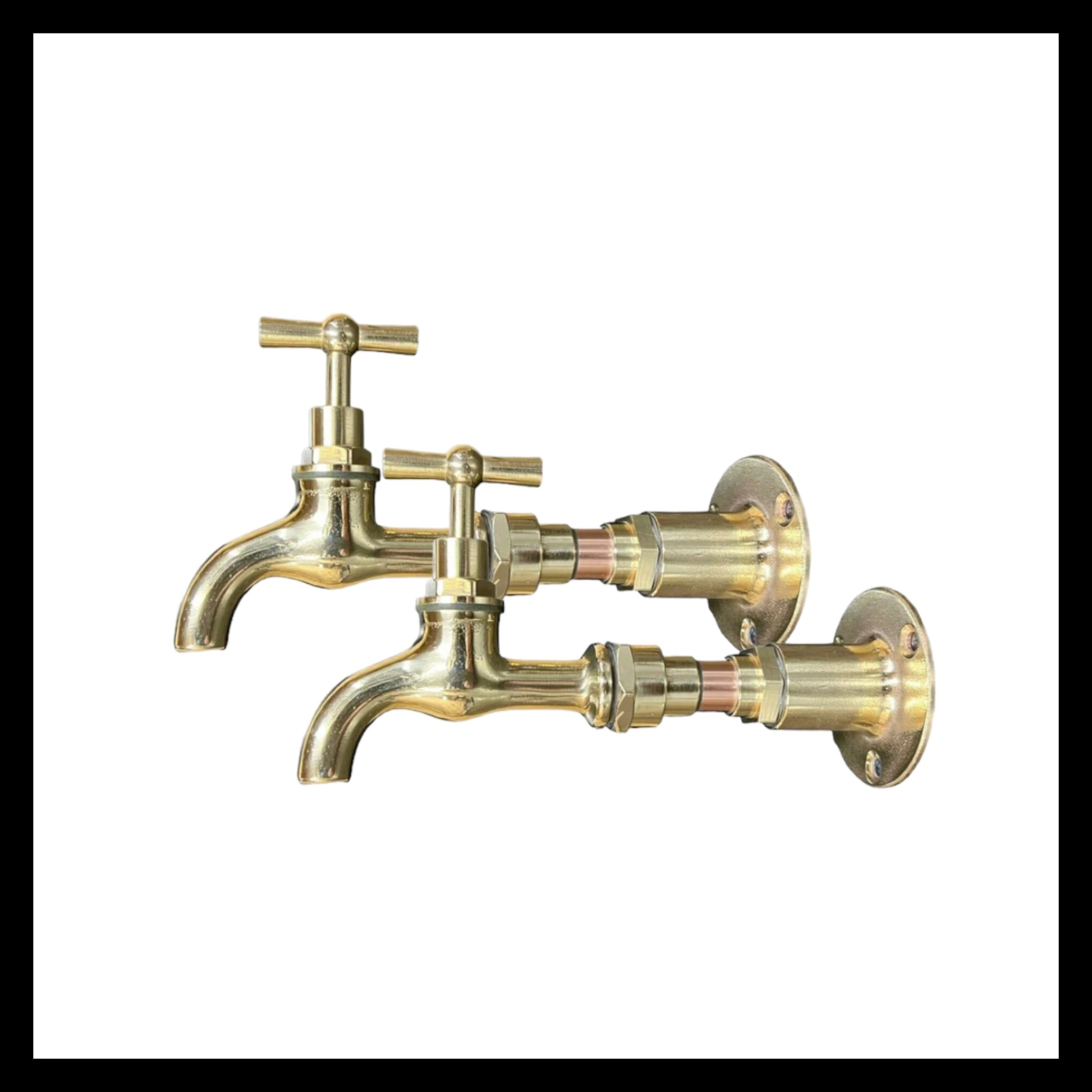 Copper and brass wall mounted taps sold by All Things French Store