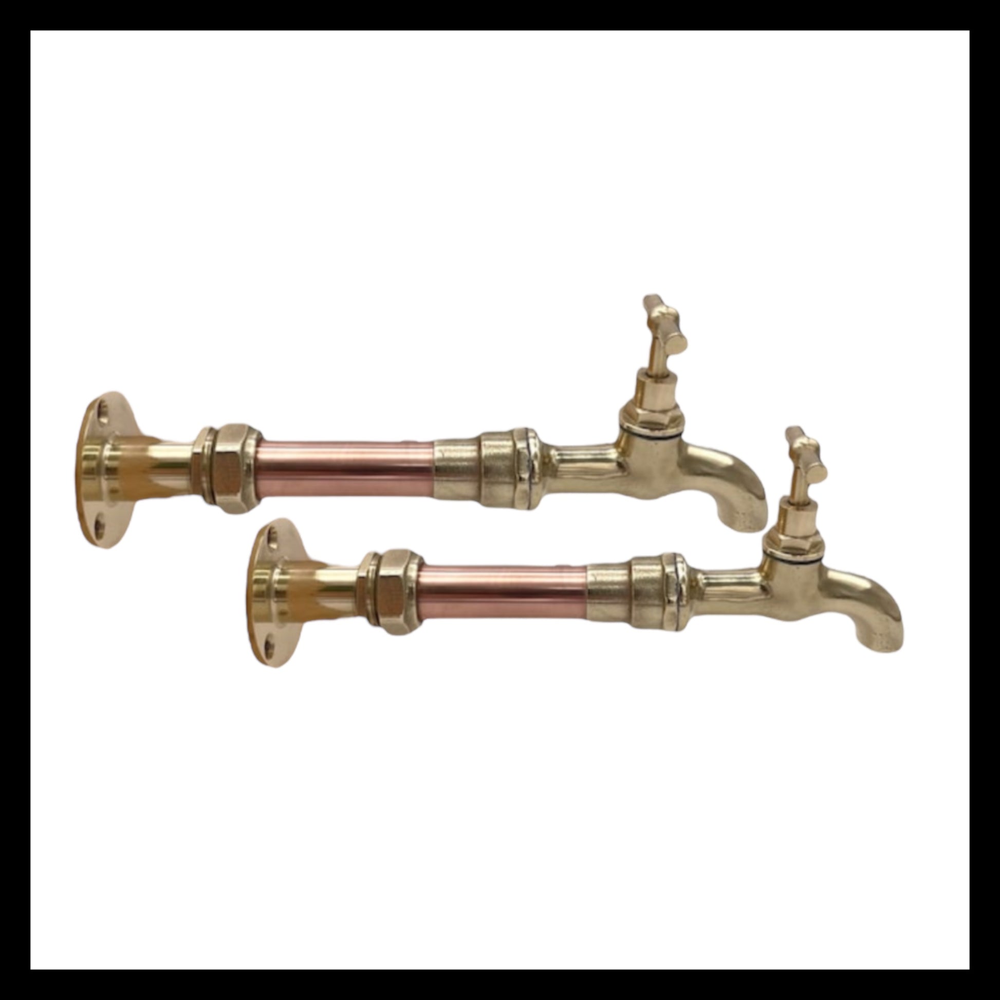 Copper and brass wall mounted handmade taps sold by All Things French Store