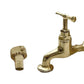 Copper and brass wall mounted kitchen or bathroom tap with detachable nozzle sold by All Things French Store