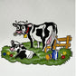 French shabby chic enamel bread basket with cow design close up sold by All Things French Store
