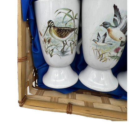 French Mazagran beakers cups in a basket sold by All Things French Store