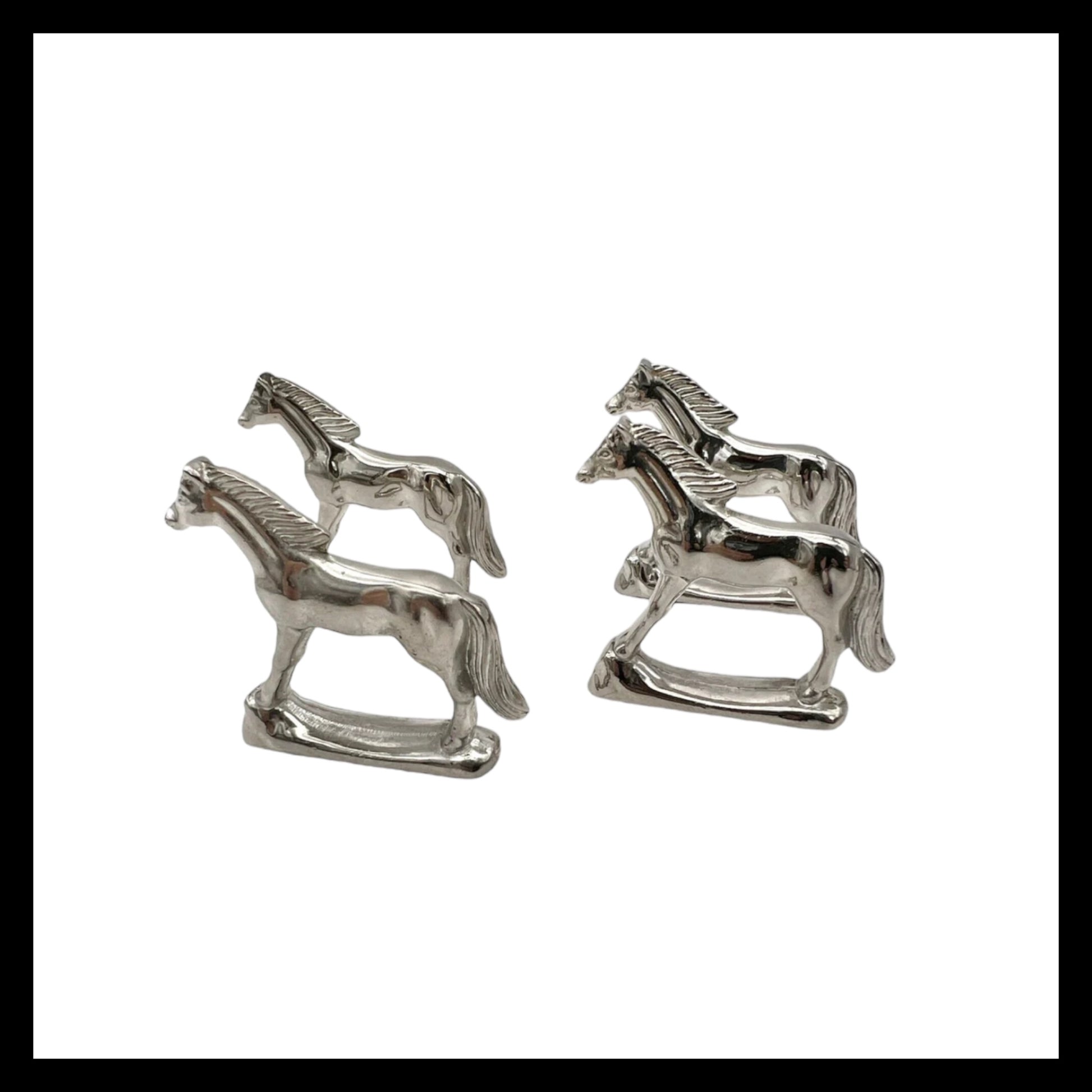 image French silver plated set of 4 horse shaped napkin rings 