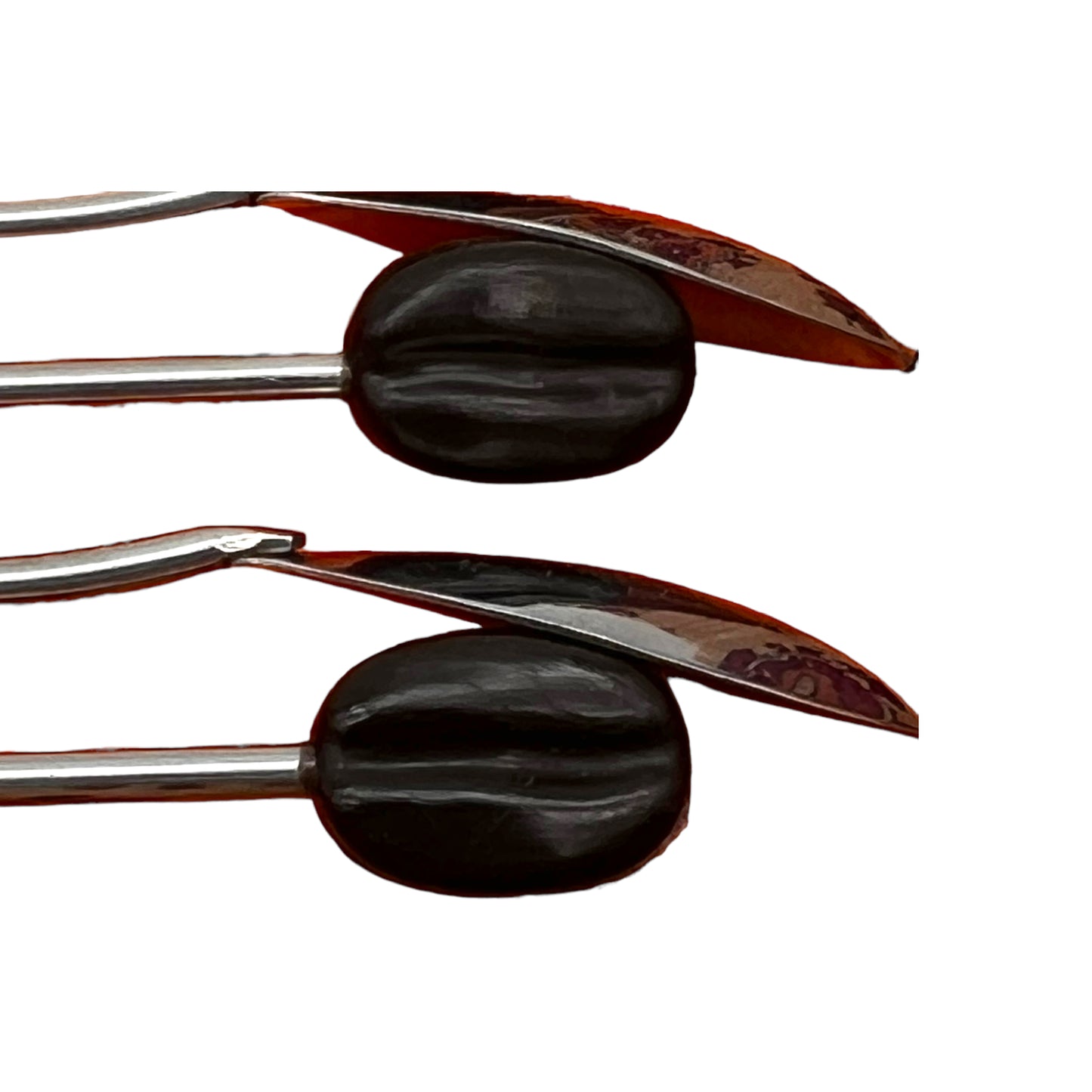 set of 6 French latte coffee spoons in a box with coffee bean tops 