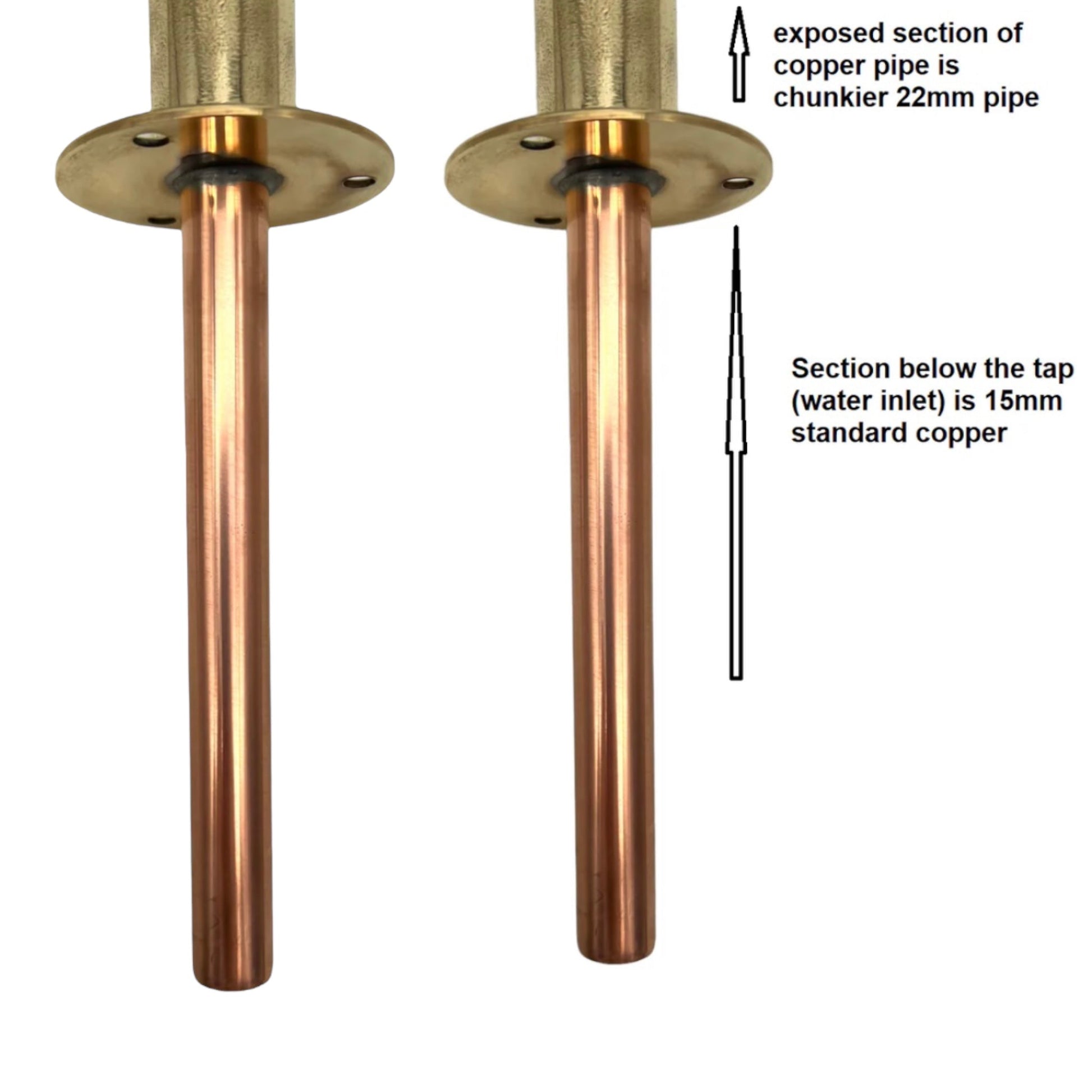 15mm tail ends of copper and brass taps sold by All Things French Store