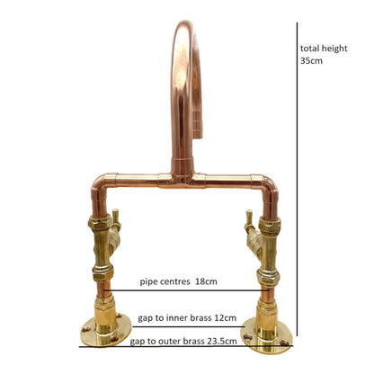 Copper and brass mixer tap set sold by All Things French Store