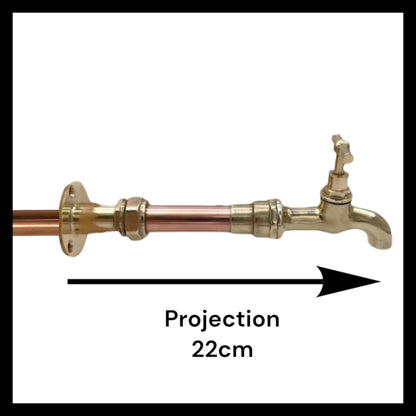 Handmade copper and brass wall mounted tap for sale from All Things French Store