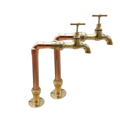 Copper and brass handmade pillar kitchen or bathroom taps sold by All Things French Store