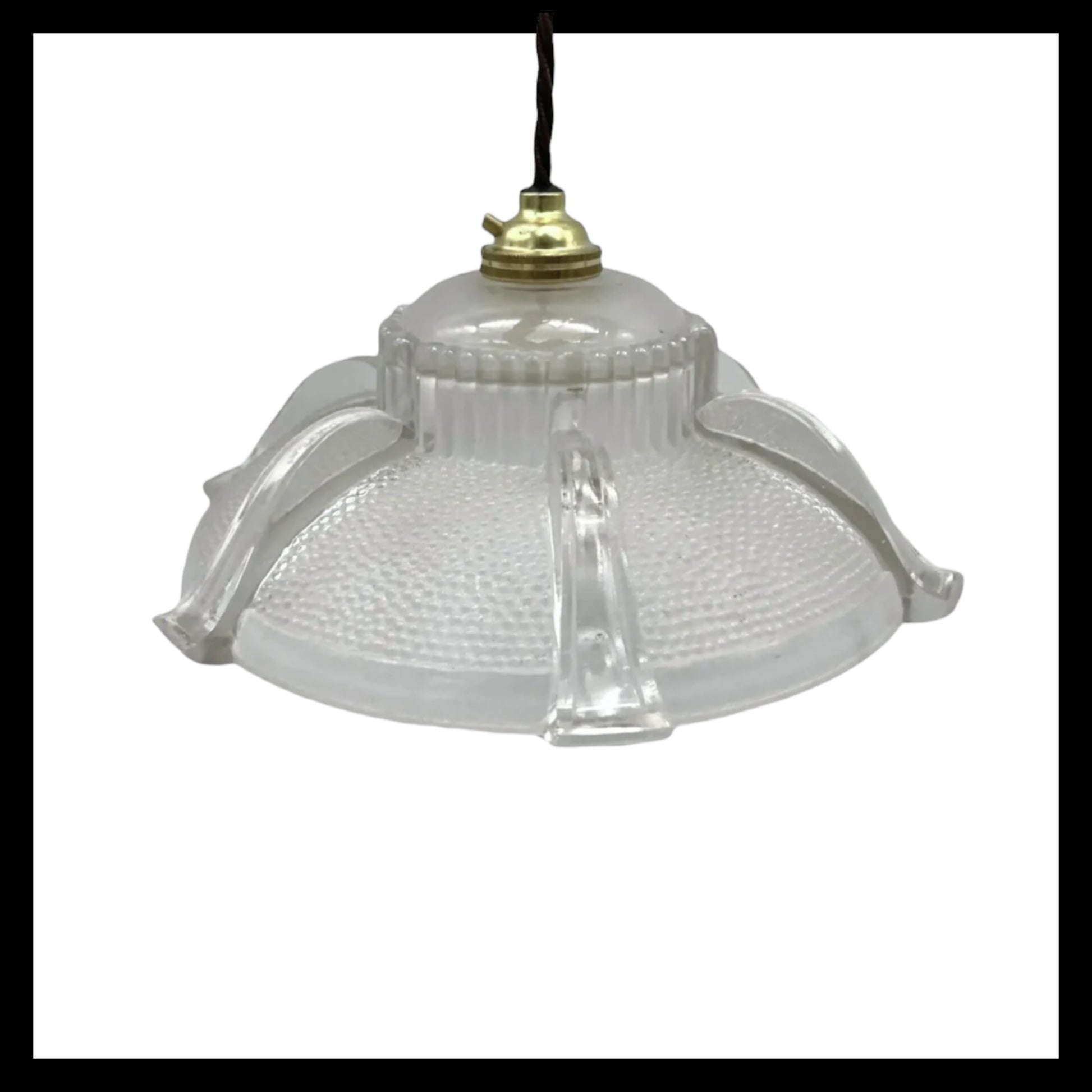 image French vintage glass ceiling lampshade with new wiring sold by All Things French Store