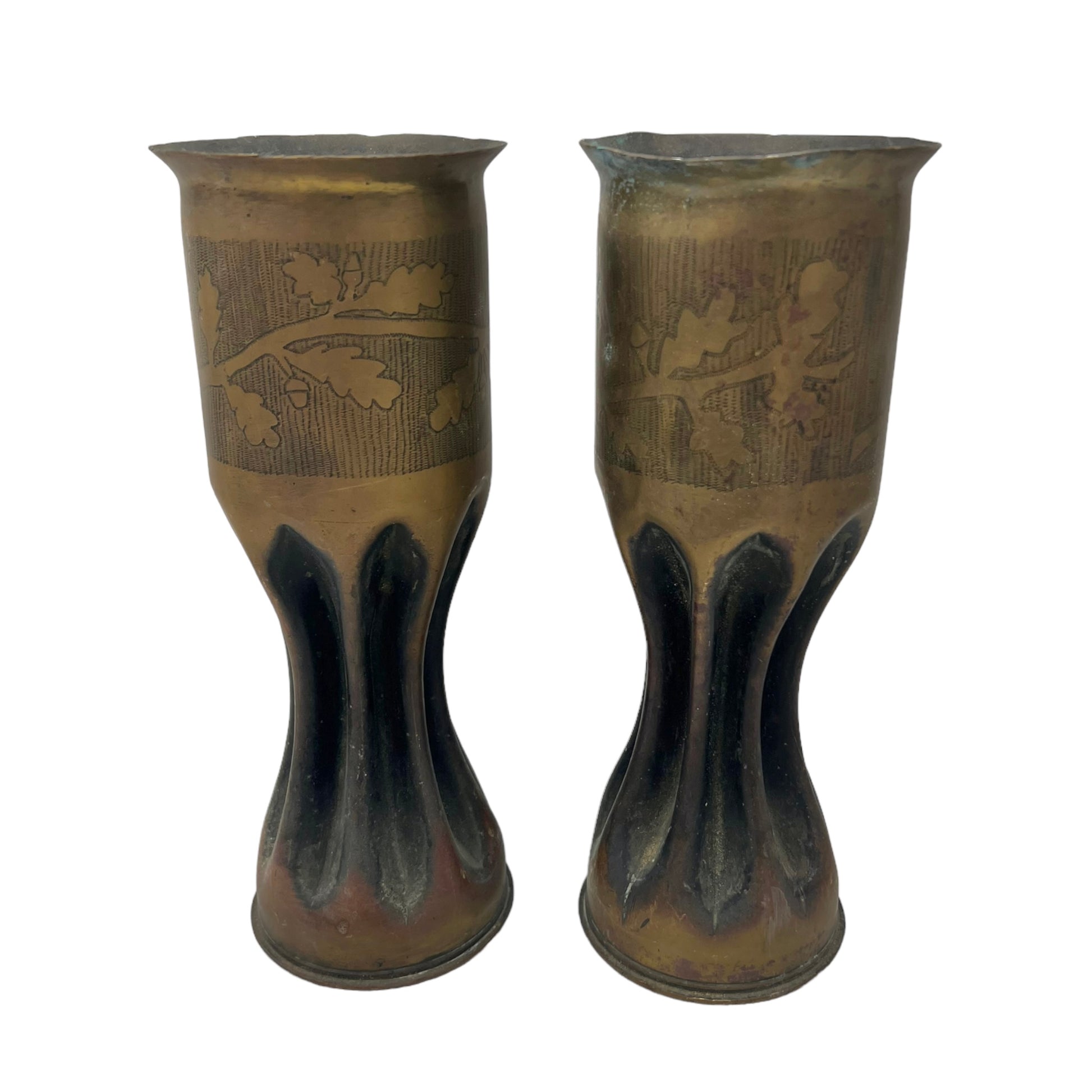 Pair of French brass trench art vases sold by All Things French Store