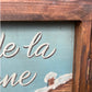 French Country Corner winter picture with blackboard in a shutter style sold by All Things French Store