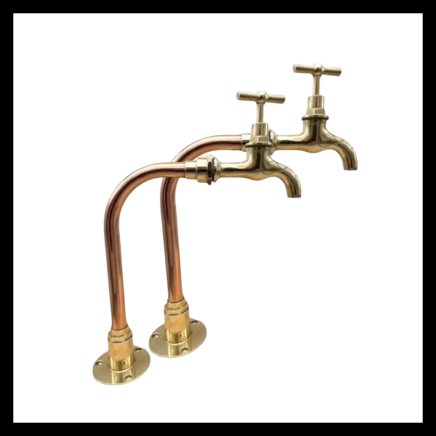 image rustic copper and brass kitchen Belfast sink taps sold by All Things French Store