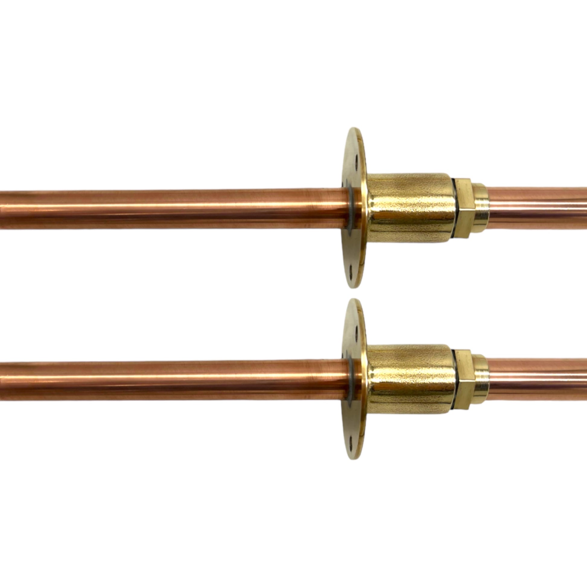 image pair of copper and brass wall taps