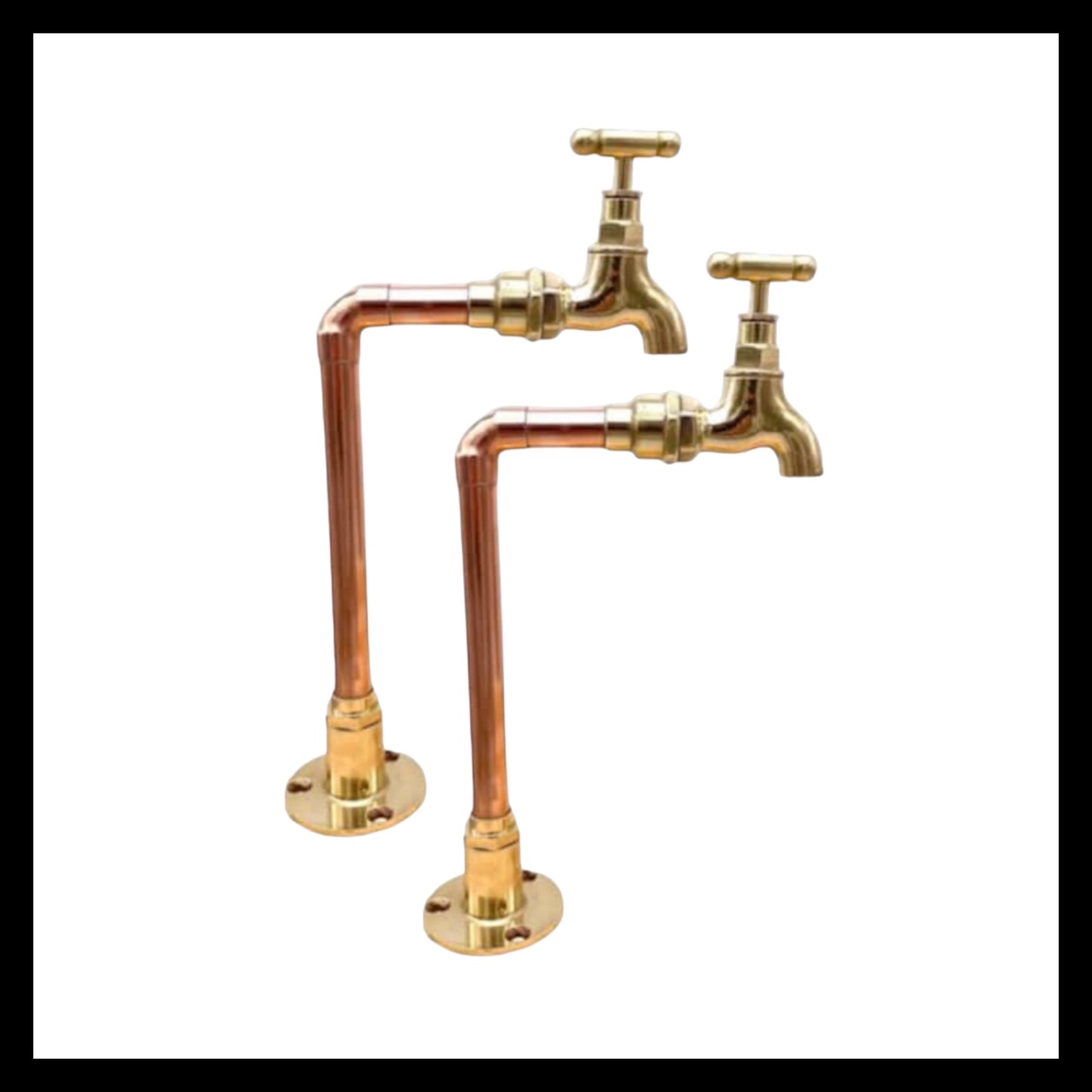 Pair of copper and brass handmade taps sold by All Things French Store