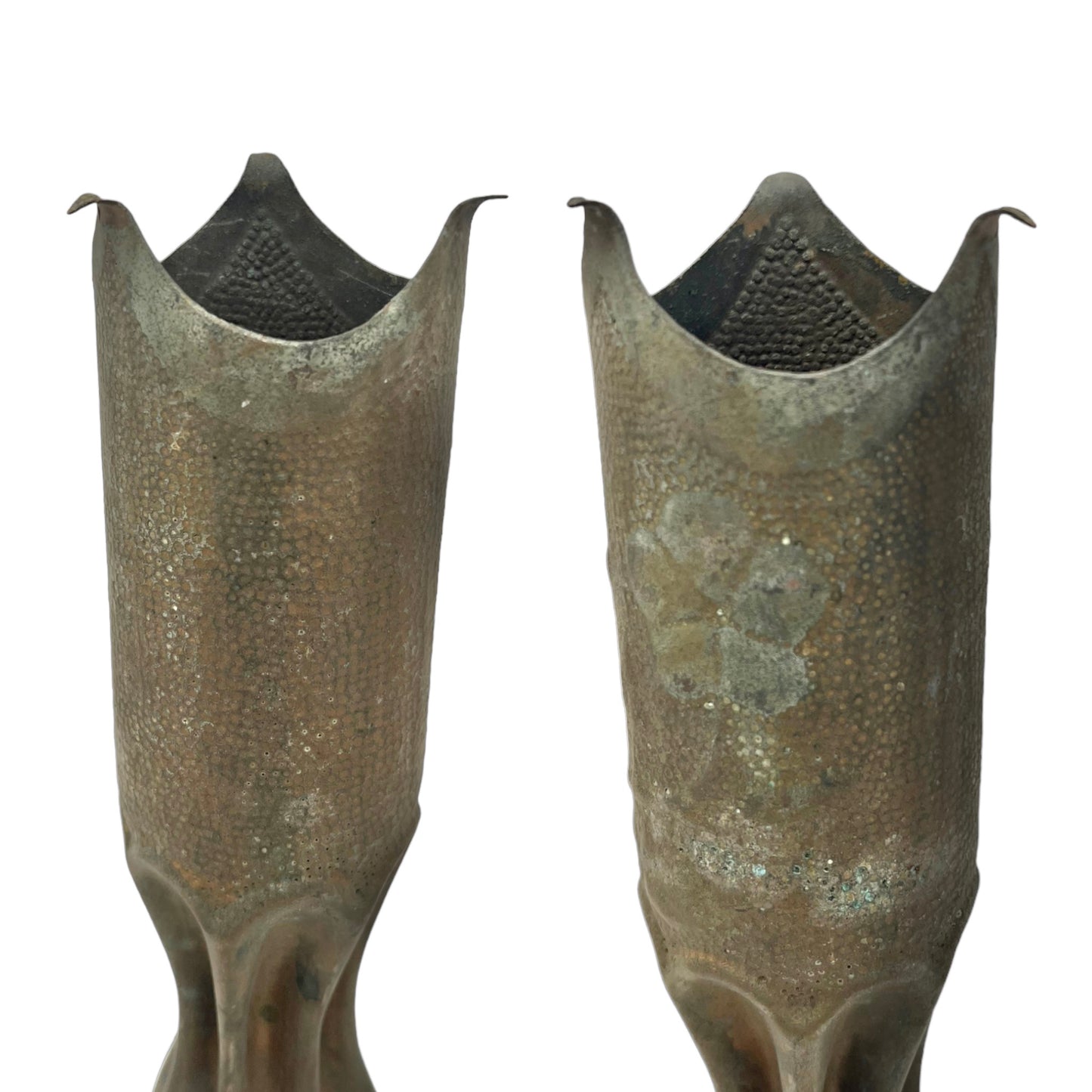 pair of brass WW1 trench art vases sold by All Things French Store