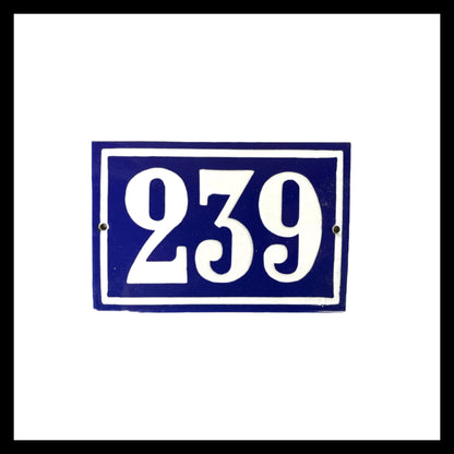 French vintage enamel door number 239 for sale by All Things French Store