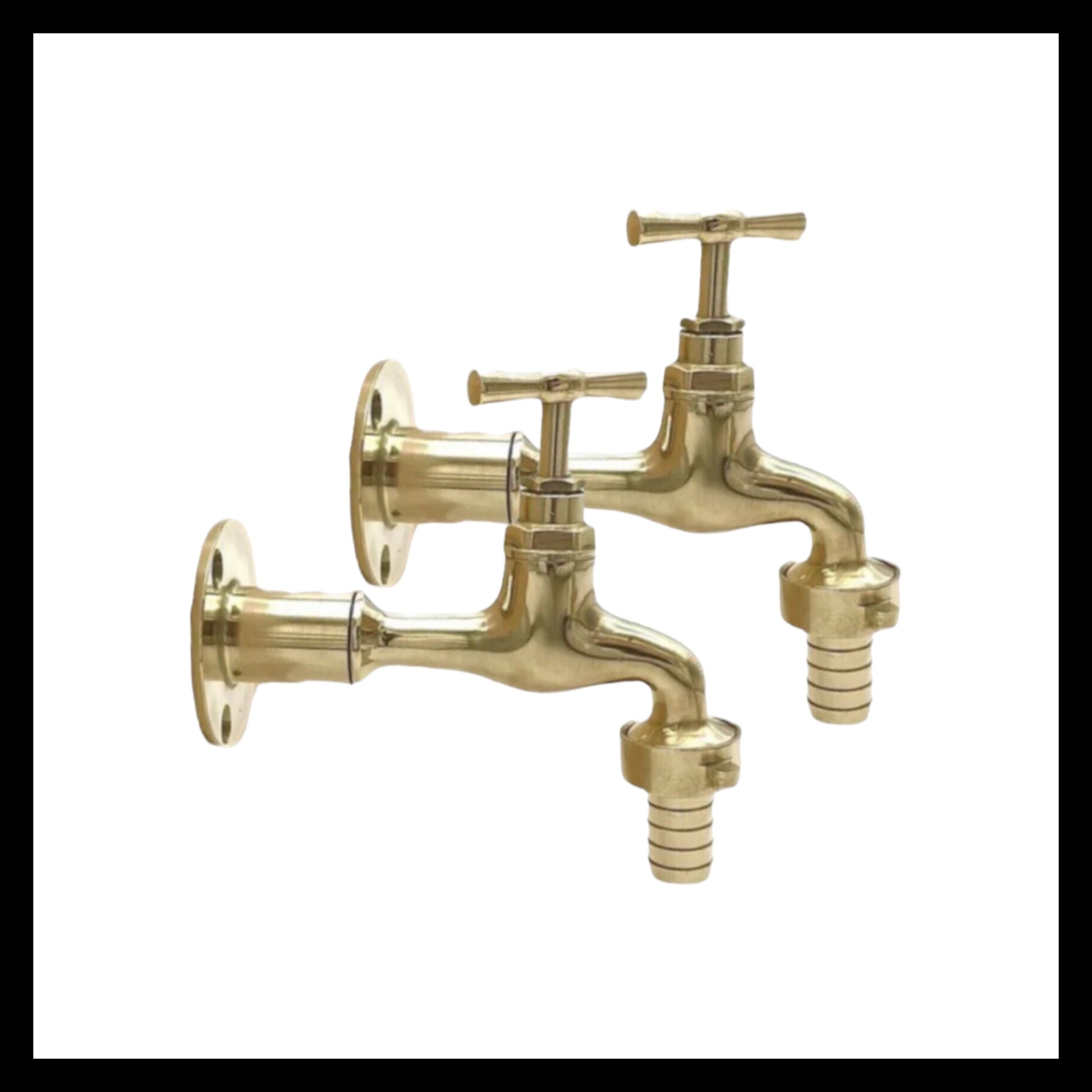 image pair of brass wall mounted taps sold by All Things French Store