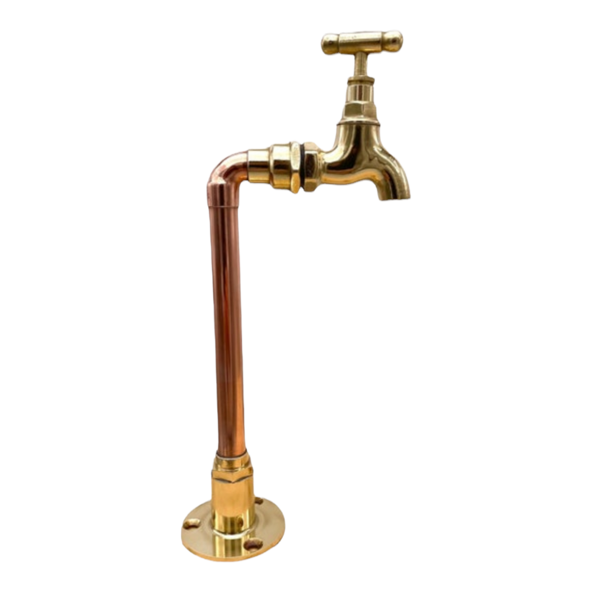pair of copper and brass handmade taps side view sold by All Things French Store
