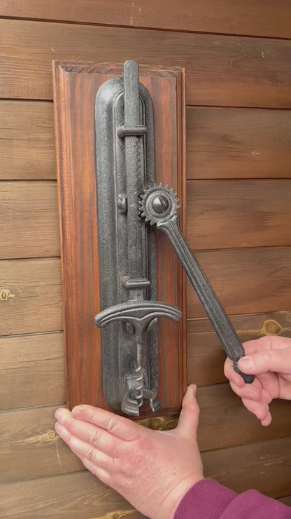 Video of French wall mounted corkscrew bottle opener