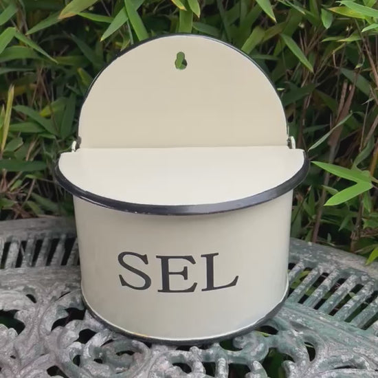 video of French enamel salt pot 
