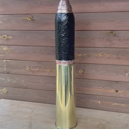 WW1 British 18 Pounder Inert Shrapnel Shell with Brass Case and Fuse