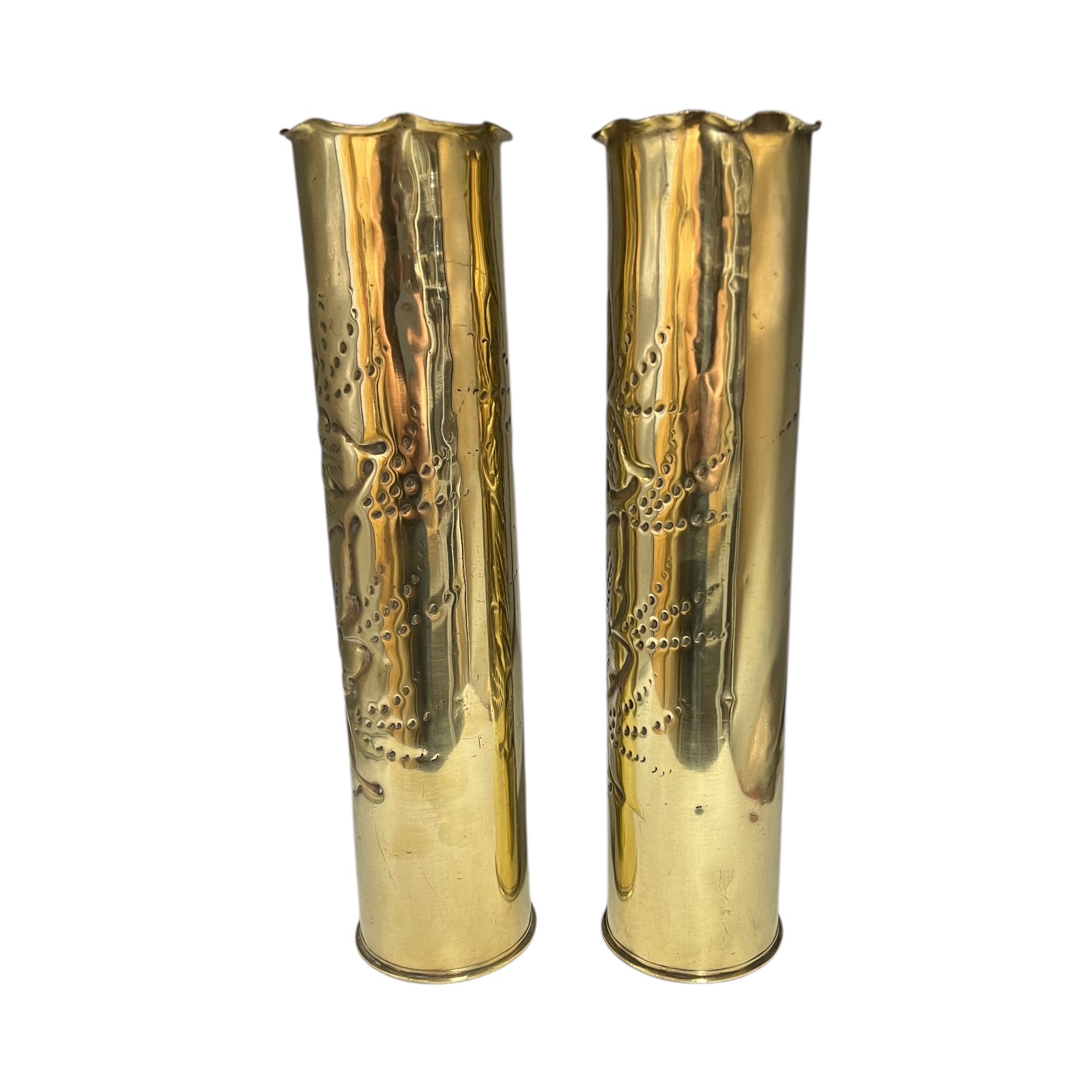 video of pair of French ww1 trench art vases