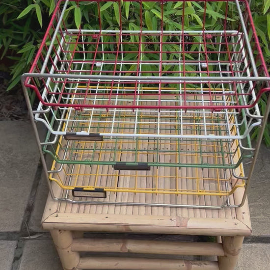 Vintage French Metal Paper Filing Trays, Industrial 4 Tier Desk Basket Drawers 