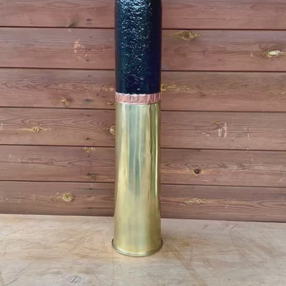 WW1 British 18 Pounder Inert Shrapnel Shell with Brass Case and Fuse