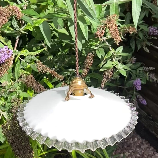 Video of French glass vintage ceiling pendant light