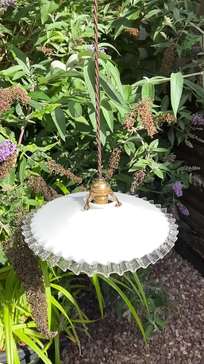 Video of French glass vintage ceiling pendant light