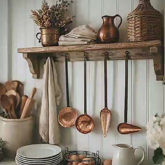 video of 4 French copper cooking utensils