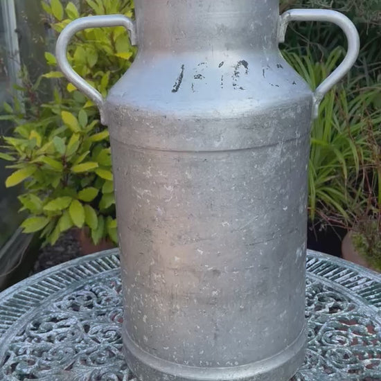 video of a French vintage aluminium milk churn