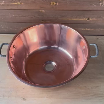 Video of a French copper pot up cycled into a vintage bathroom or cloakroom sink 