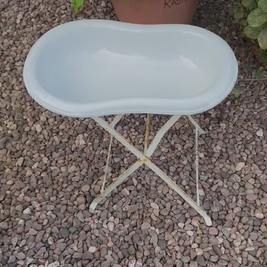 French Vintage Enamel Bathroom Storage, Planter, Ice Bucket, Dolls Bath 