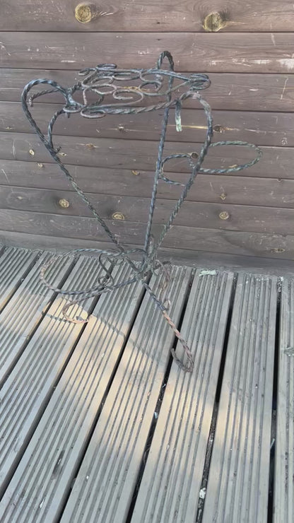 Vintage Retro Mid Century 50s 60s, French Wrought Iron Pot Plant Stand (A79)