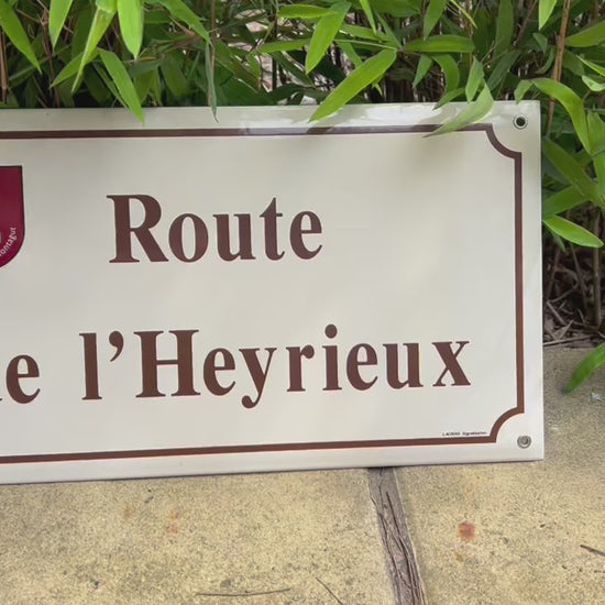 French cream and brown enamel street sign 