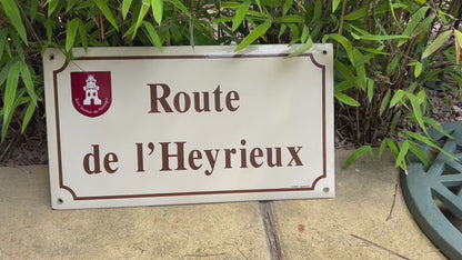 French cream and brown enamel street sign 