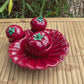 French Vintage Vallauris Pottery Tomato Cruet Set with Tray, Red Majolica (B56