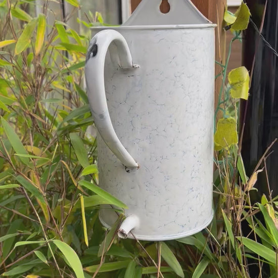 Vintage French Enamel Kitchen Jug, Garden Planter, Shabby Chic Irrigator