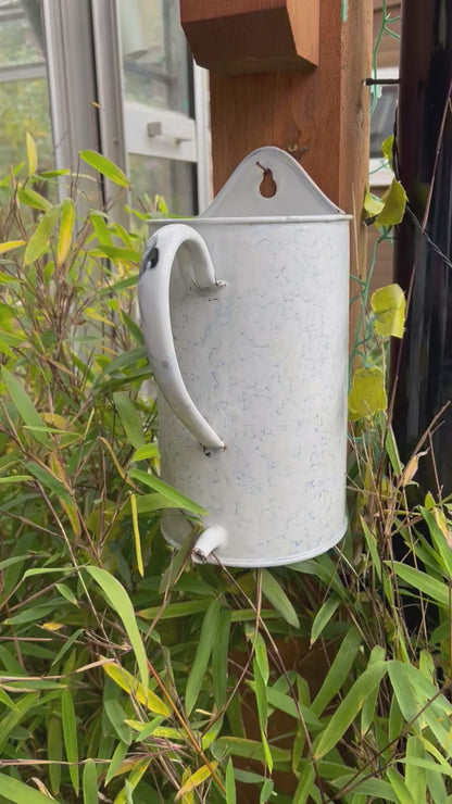 Vintage French Enamel Kitchen Jug, Garden Planter, Shabby Chic Irrigator