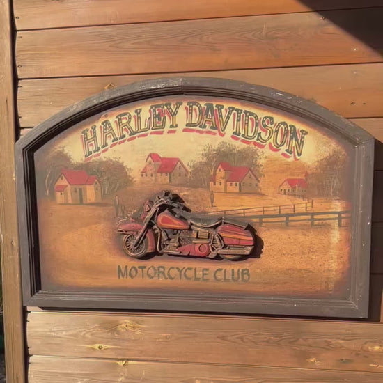video of rustic 3d Harley Davidson wooden icture