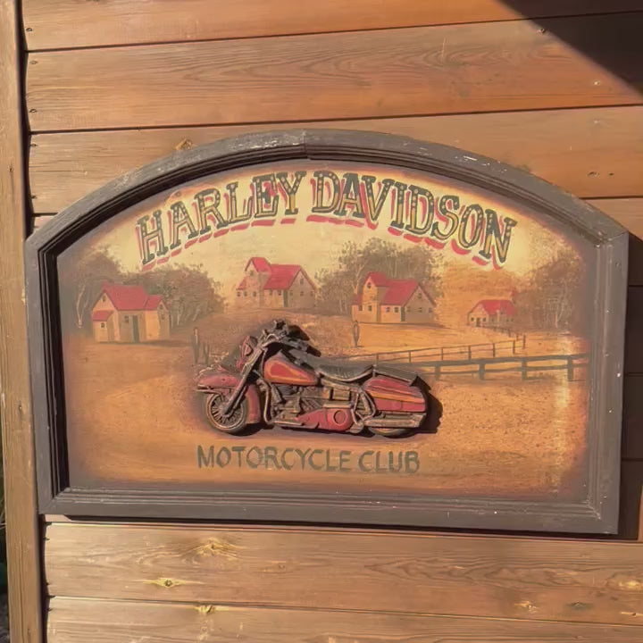 video of rustic 3d Harley Davidson wooden icture