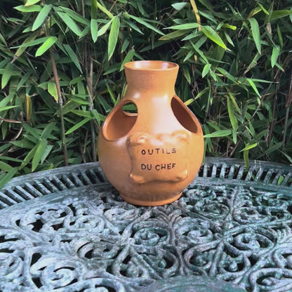 Vintage French Ceramic Kitchen Utensil Holder – Outils du Chef Rustic Pot