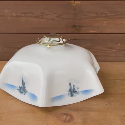 video of French vintage glass lamp shade 