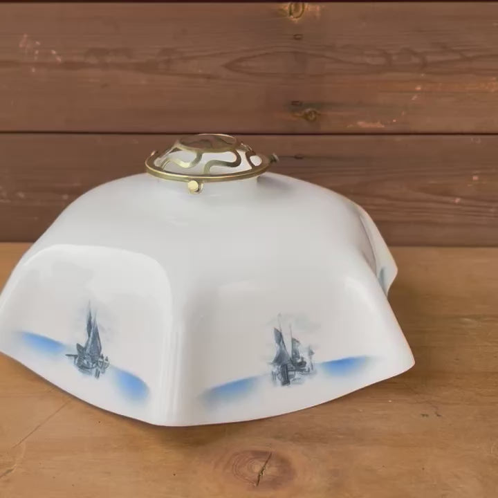 video of French vintage glass lamp shade 