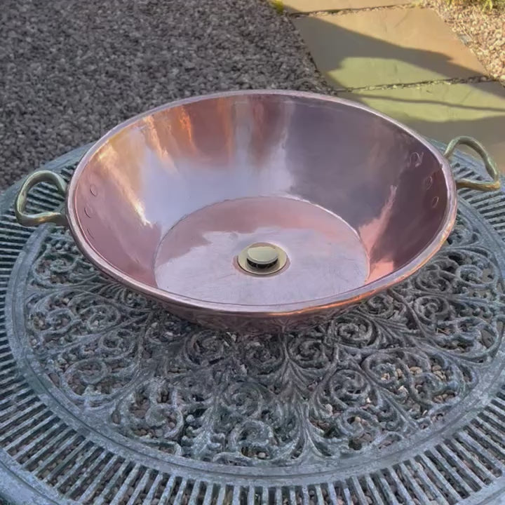 video of French copper up cycled bathroom basin 