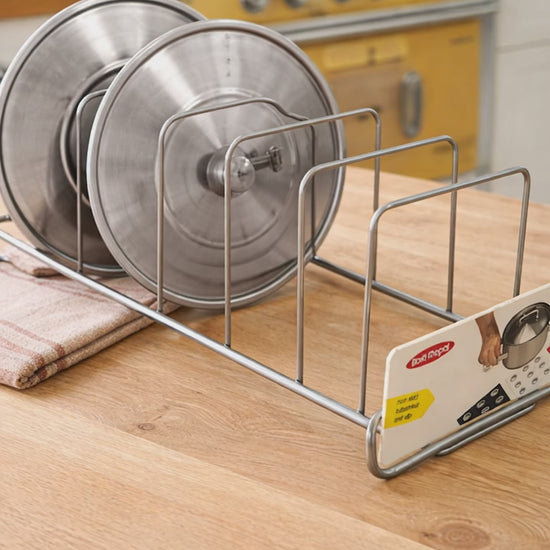Video of vintage retro pan lid rack