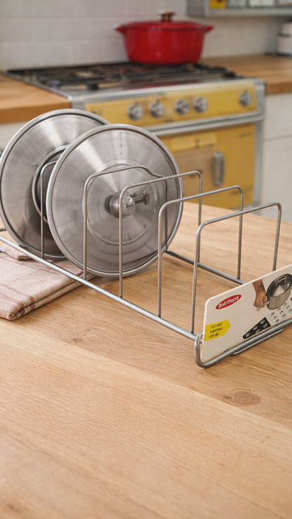 Video of vintage retro pan lid rack