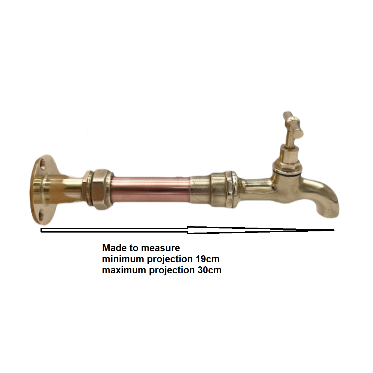 Custom Size Vintage Style Copper and Brass Wall Mounted Kitchen Tap (C22WA1)