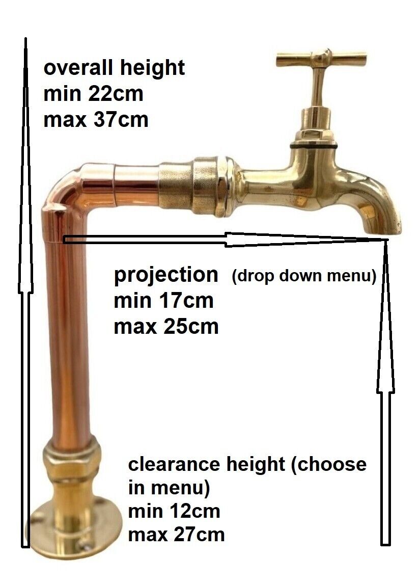 Custom Size Copper Kitchen Taps, Brass Belfast Sink Taps, Made to measure, (T52)