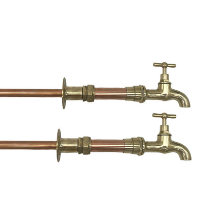 Bespoke Custom Size Vintage Style Copper and Brass Wall Mounted Kitchen Taps (T50)